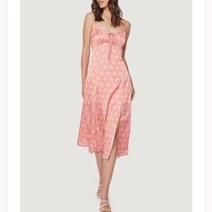 NWT Lost + Wander Iridescence Midi Dress Pink Orange Small
